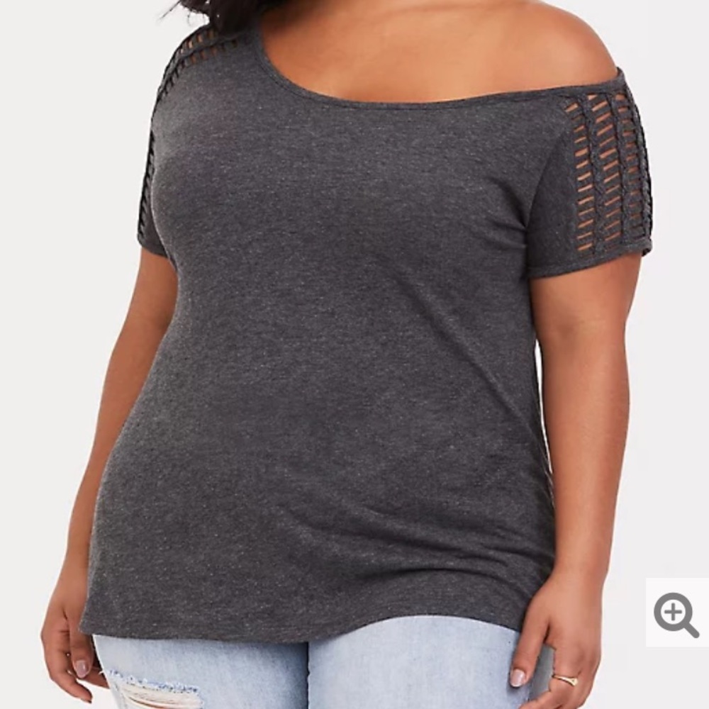 Torrid off shoulder caged sleeve tee